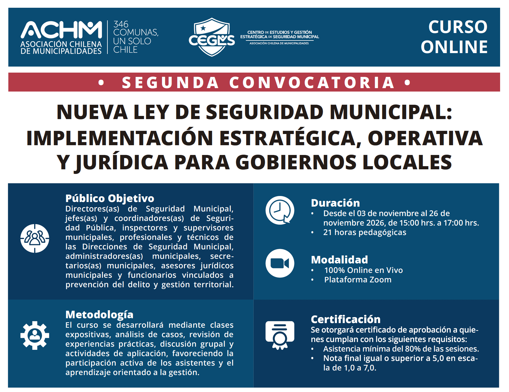 Segunda convocatoria “Nueva Ley de Seguridad Municipal: Implementación Estratégica, Operativa y Jurídica para Gobiernos Locales”