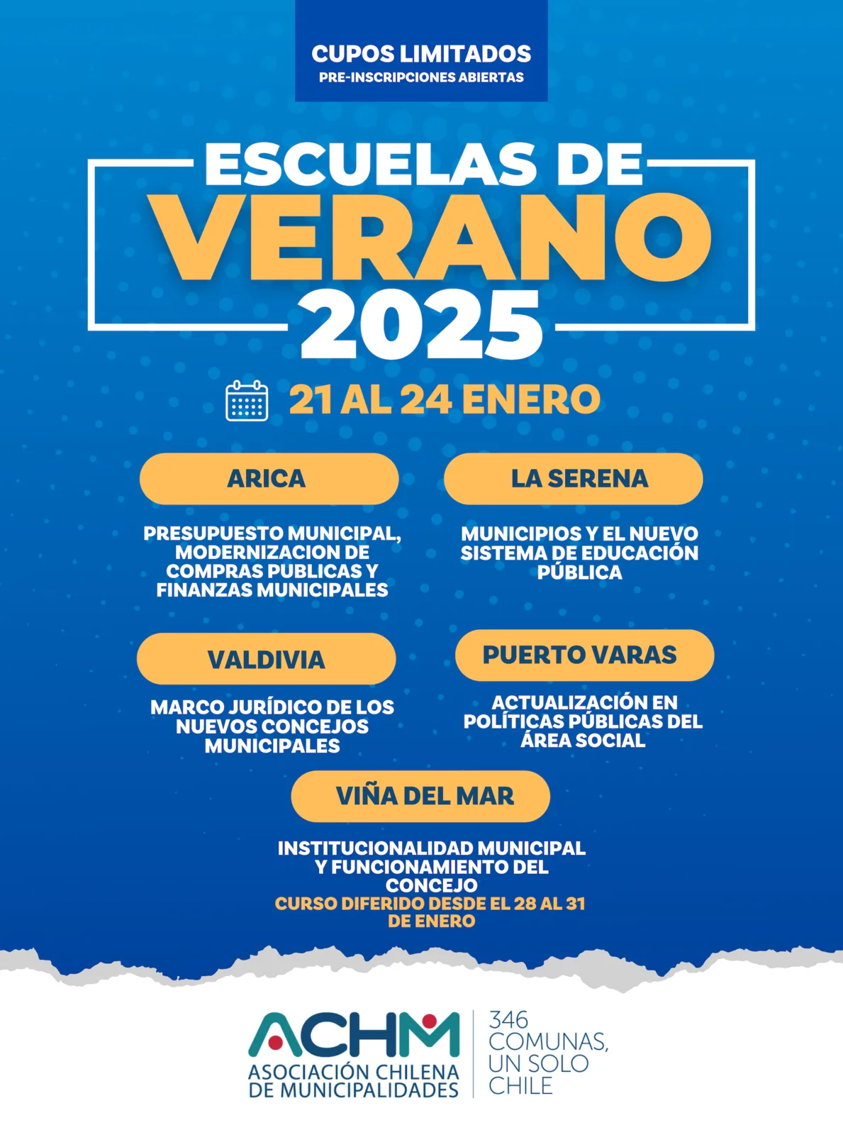 Escuelas de Verano 2025: Renovación de los Gobiernos Locales en Chile 2024-2028