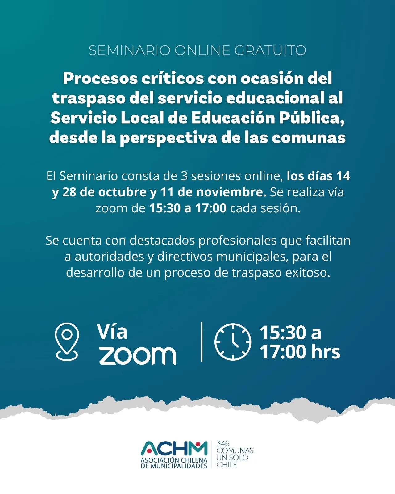 Seminario web: Procesos críticos con ocasión del traspaso del servicio educacional al Servicio Local de Educación Pública, desde la perspectiva de las comunas