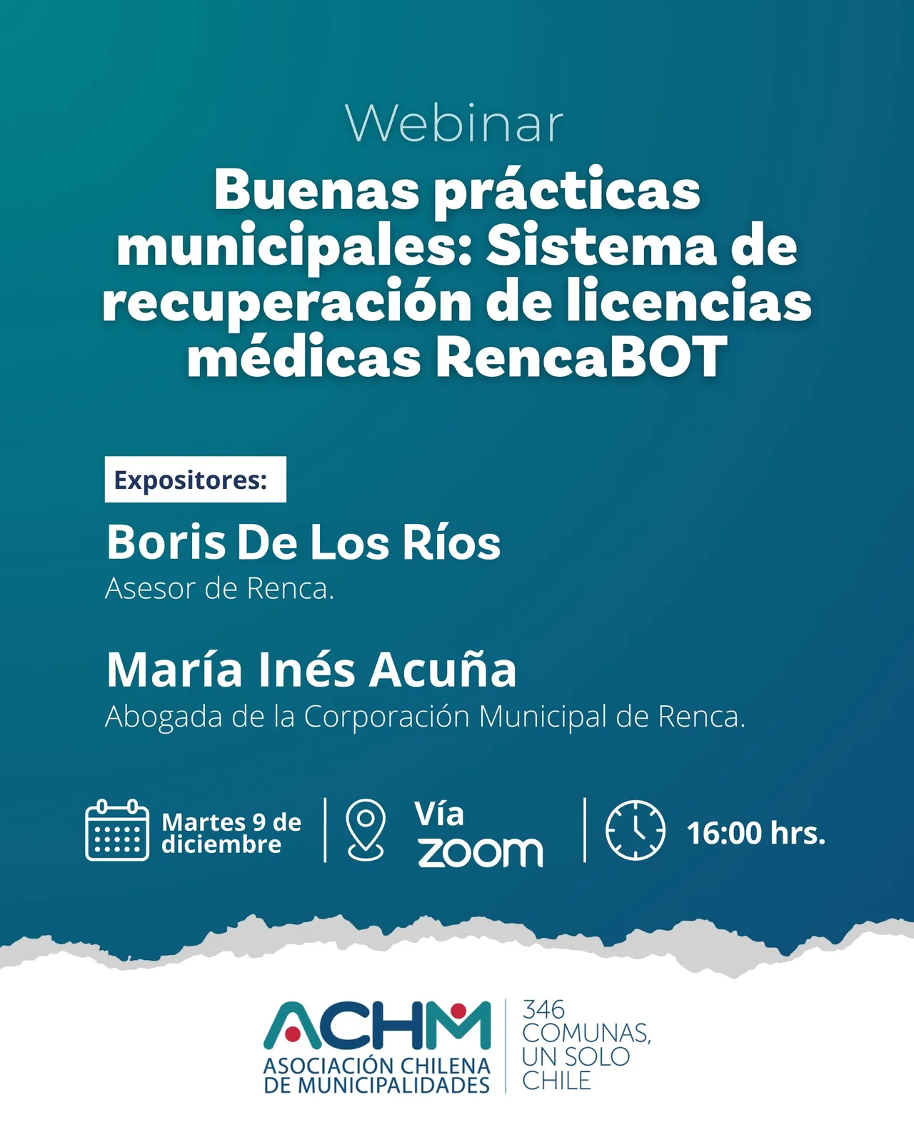 Seminario web «Buenas prácticas municipales: Sistema de recuperación de licencias médicas RencaBOT»