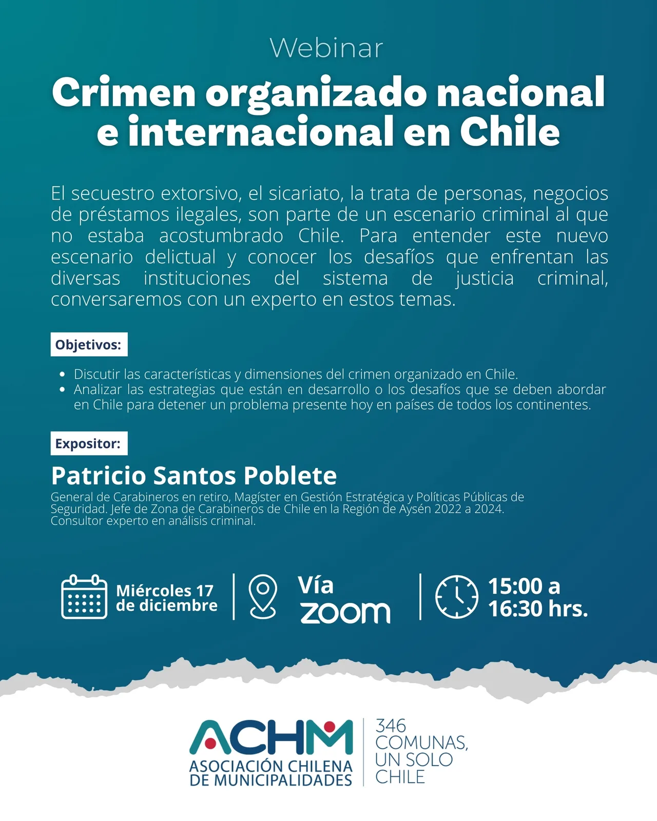 Seminario web «Crimen organizado Nacional e Internacional en Chile»